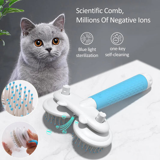 Cat & Dog Brush Double-Headed Negative Ion One-Button Self Cleaning Dog Cat Hair Removal Product